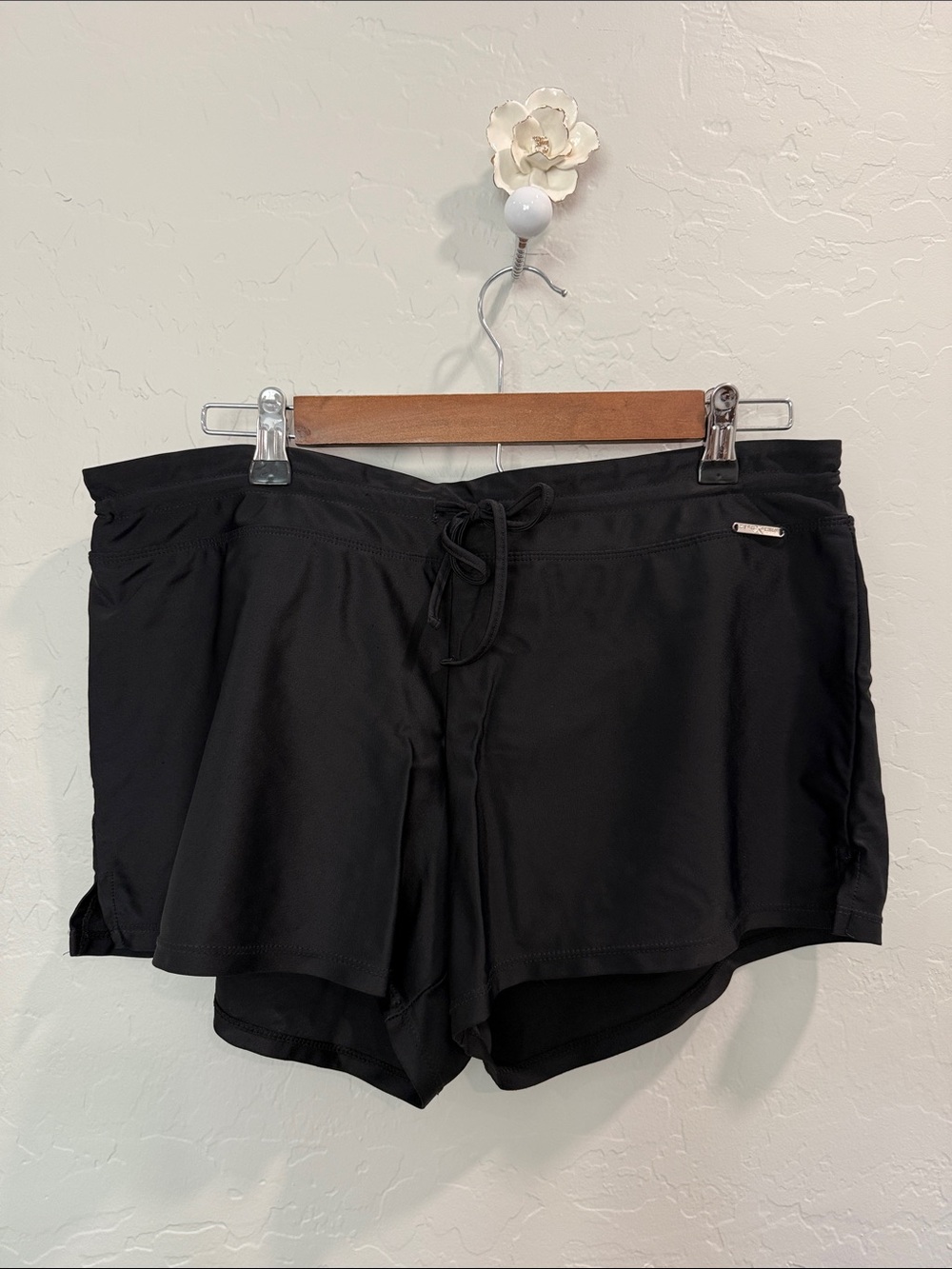 ZeroXposur Black Women's Swim Athletic Shorts with Drawstring
